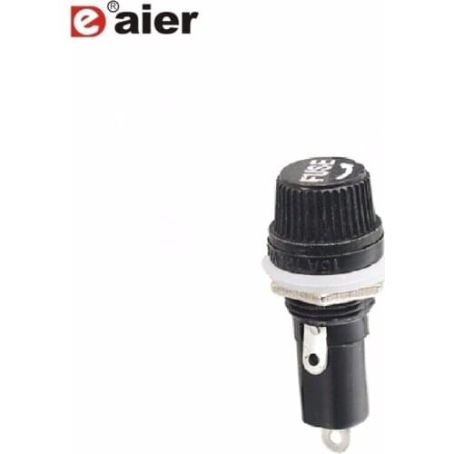 200PCS Small Flat 12mm Panel Mounted Glass Fuse Holder Black Insurance Tube Socket 10A 250VAC For Fuse 5*20mm Bakelite