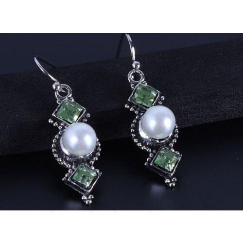 2021 Pearl Sliver Color Drilling Water Drop Rhinestones Female Earrings Sweet Earings Long Earring Crystal Ethnic Women