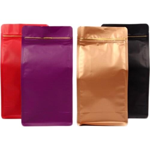 50pcs Eight side seal food coffee candy packaging bags zipper ziplock aluminum foil stand up bag