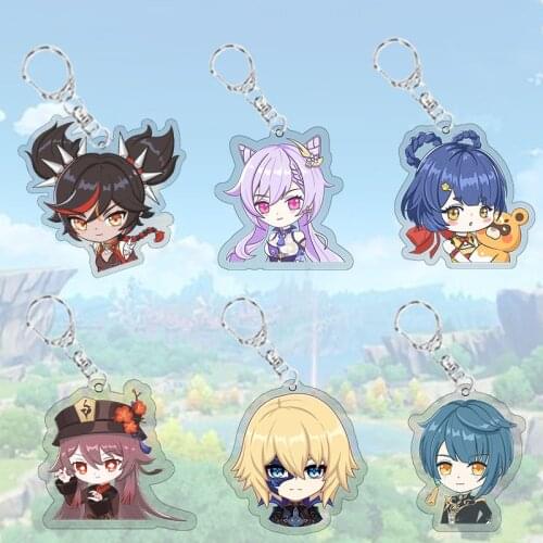 Anime Keychain Genshin Impact Venti Paimon Player Diluc Klee Man Cosplay Key Chain For Womens Cute Bag Pendant Key Ring Gift