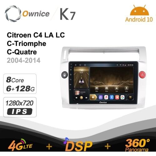 Ownice K7 2din Car Radio Android 10.0 GPS Navigation Multimedia Video Player for Citroen C4 LA LC C-Triomphe C-Quatre 2004-2014