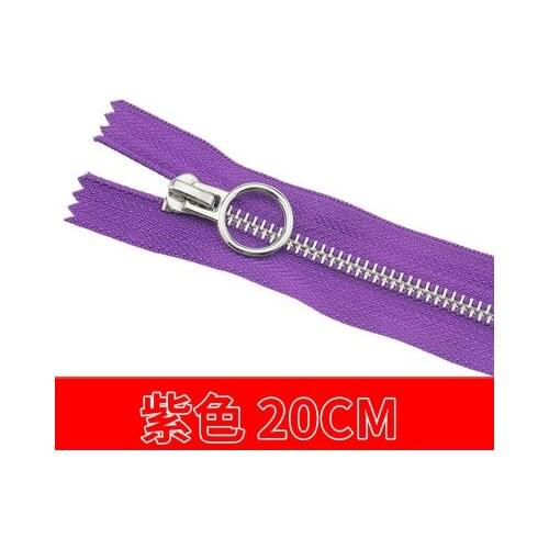 Free shipping 10pcs/lot 20cm purple zipper 5# Metal zipper Round zipper head clothing trousers zipper accessories