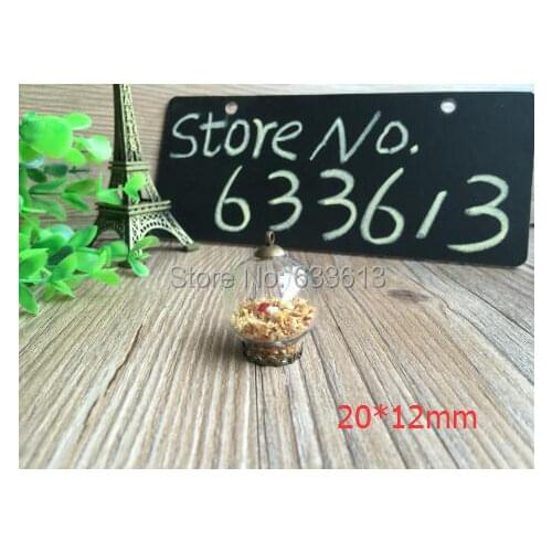 Freeship 100set/lot 20*12mm glass globe & antique bronze base &cap set diy clear glass globes set glass vial pendant glass dome