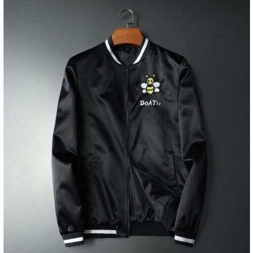 Luxury New Rib Men Sleeve Embroidered Bees Striped High couple Baseball Coats & Jackets Abstract digital coat Motor #M21