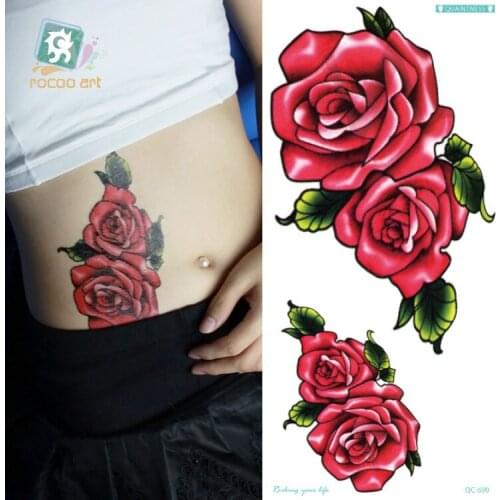 1PC Beauty Make Up Fake Temporary Tattoos Stickers Rose Flowers Arm Shoulder Tattoo Waterproof Women Big Flash Tattoo On Body