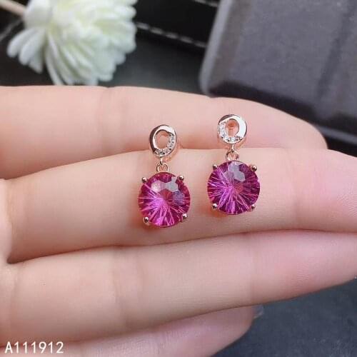 KJJEAXCMY fine jewelry natural pink topaz 925 sterling silver women earrings new Ear Studs support test beautiful