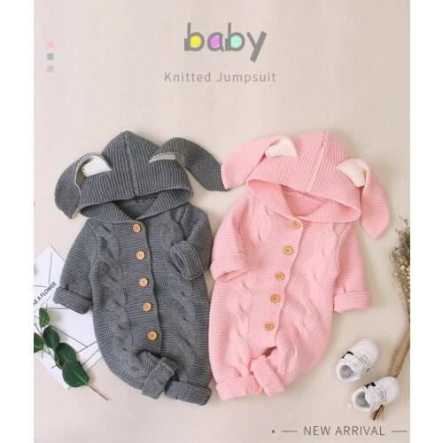 Newborn Infant Kids Baby Unisex Overall Autumn Winter Warm Knitted Toddler Boys Girls JumpsuitsLong Sleeve Baby Rompers Clothes