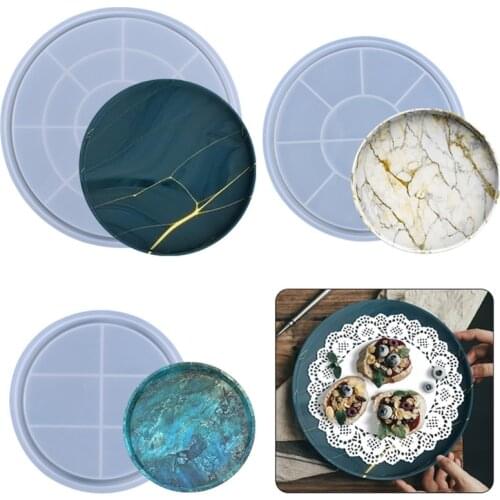 Round Tray Epoxy Resin Mold Fruit Plate Board Coaster Silicone Mould DIY Crafts Ornaments Home Decorations Casting Tools