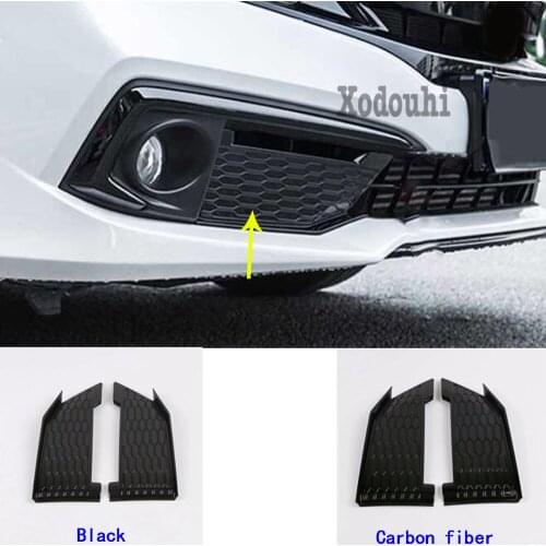 Car Body Cover Front Fog Light Honeycomb Lamp Detector Frame Sticker Trim Parts For Honda Civic 10th Sedan 2019 2020 2021