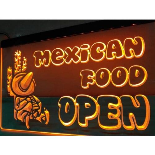 LB101- OPEN Mexican Cactus Food Bar Cafe New Light Sign home decor crafts