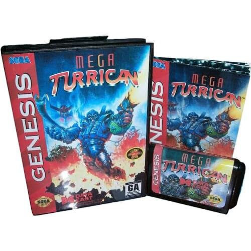 Mega Turrican US Cover US/JAP Shell for 16 bit MD Game Card With Boxed and Manual For Megadrive Genesis system