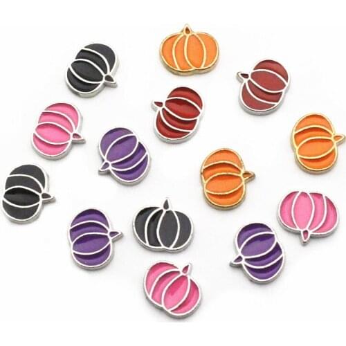 Mix 10pcs/Lot Pumpkin Floating Charms Living Glass Memory Locket Jewelry