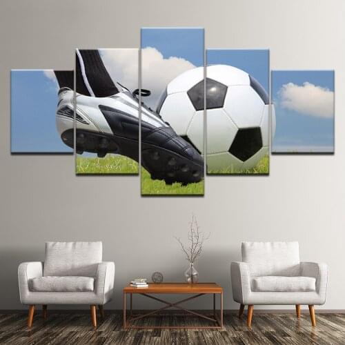 HD Printed 5 Piece Modular Canvas Art Soccer Match Painting Football Course Wall Pictures for Living Room Modern Free Shipping