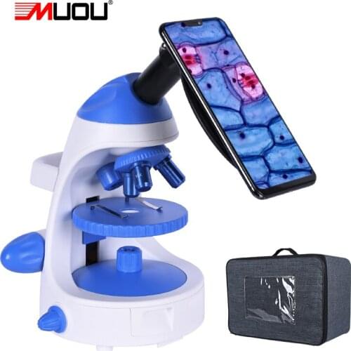 Monocular HD Biological Microscope Zoom 1600X Laboratory Lad student education LED +Luxury handbag+phone holder+9CPS Accessories