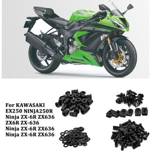 Motorcycle Complete Fairing Bolts Screw Fastener Fixation Kit For Kawasaki EX250 NINJA250R Ninja ZX6R ZX636 2003 - 2012