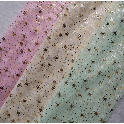 Soft Print Gold Stars lace fabric tulle lace Fabric For Cosplay, Birthday Party Dress, Cupcake Dress Evening Ball Gown, 2 Yards