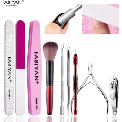 4/5/6/7/8pcs Nail Tool Set Sanding Strip Nail File Polishing Stainless Steel Dead Skin Scissors Dead Skin Fork Manicure Remover