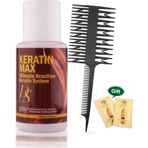 Cheaper 100ML Brazilian Keratin Hair Treatment Straightener Damaged Hair Hair Care for All Hair Types Free Salon comb