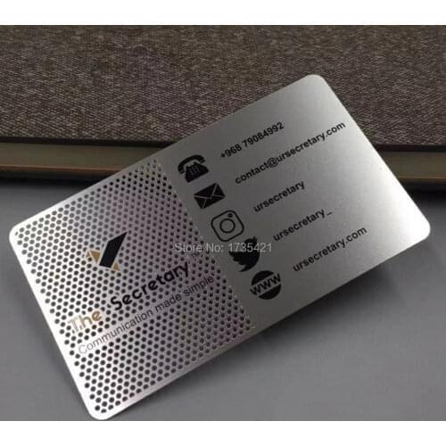 Holes punched out custom stainless steel membership cards