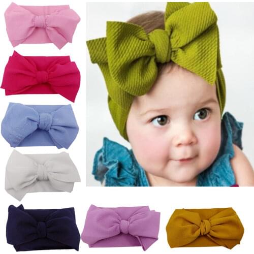 Fit All Baby Large Bow Girls Headband Big Bowknot Headwrap Kids Bow For Hair Cotton Wide Head Turban Infant Newborn Headbands