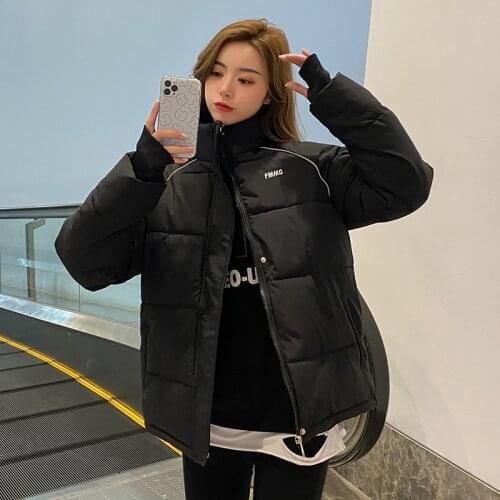 Down Coat Women Solid Thick Long Sleeve Black Ladies Classic Winter Jacket Casual Parkas Puffer Stand Collar Outerwear Female