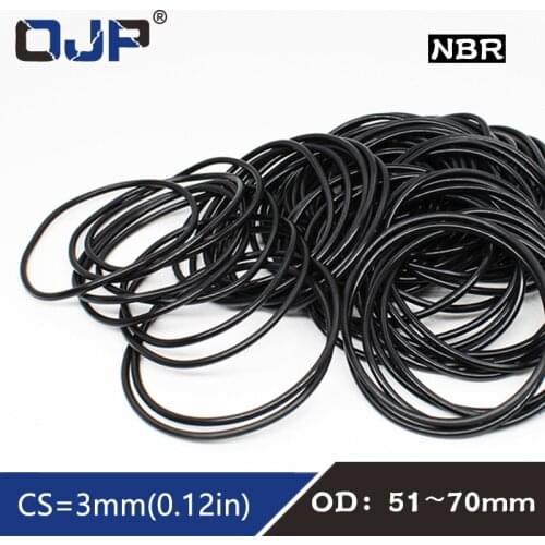 10PCS/lot Rubber Ring Black NBR Sealing O-Ring OD51/54/55/56/57/58/60/65/68/70*3mm O Ring Seal Nitrile Gaskets Oil Rings Washer