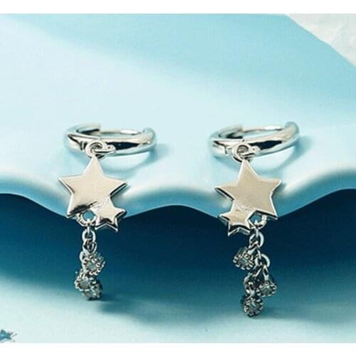 Tassel Crystal Star Bead Stud Earrings For Women Girl Elegant Party Wedding Jewelry Prevent Allergy 2021 New