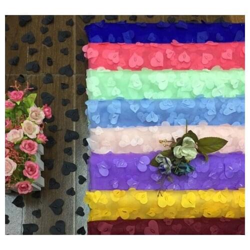 Three dimensional laser peach heart embroidery lace childrens wedding dress lace embroidery fabric