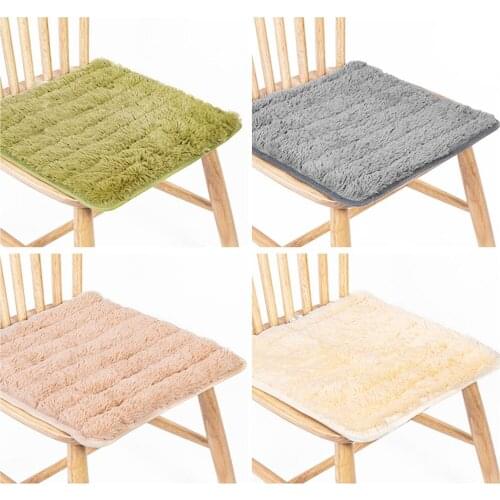 Solid Color Plush Winter Warm Chair Cushion For Chairs Square Office Chair Seat Cushions Home Decor Non-Slip Sofa Chair Pads