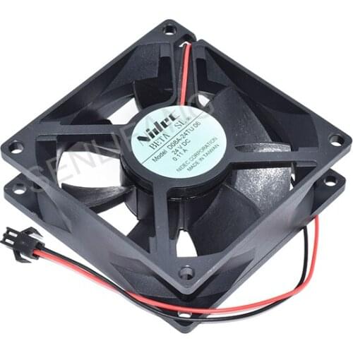 New For Nidec D08A-24TU 06 80*80*25 DC 24V 0.11A Two Lines Cooling Fan Test OK