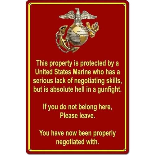 LANK Vintage Design Signs Metal Tin Sign United States Marine Wall Decor Home Pub Bar Art 12" x 8"INCH