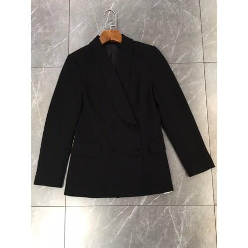 High-quality 2021 new ladies fashion long-sleeved green fruit collar double-breasted solid color suit 0111