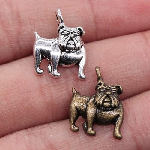 WYSIWYG 20pcs Charms Dog Pug Bulldog 17x13mm Antique Making Pendant DIY Handmade Jewelry Making Finding