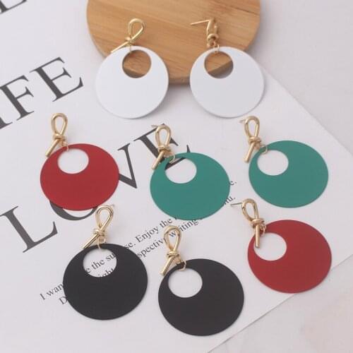 Big Round Dangle Earrings for Women Metal Knot Top Drop Earrings Exaggerated Heavy Earrings for Ladies pendientes para novia