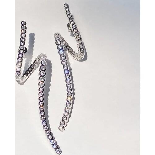 Spiral Ribbon Shiny Earrings Sparkling Twisted Zircon Earrings Female