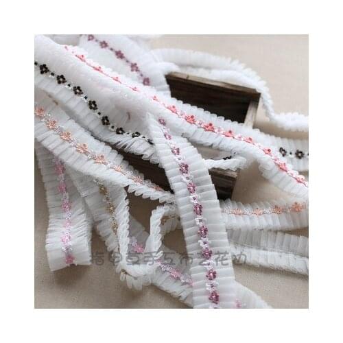 1Meter Pink Black Apricot Pleated Fine Lace Fabric Trim DIY Handmade Material Curtain Skirt Dress Decoration Accessories 5cm