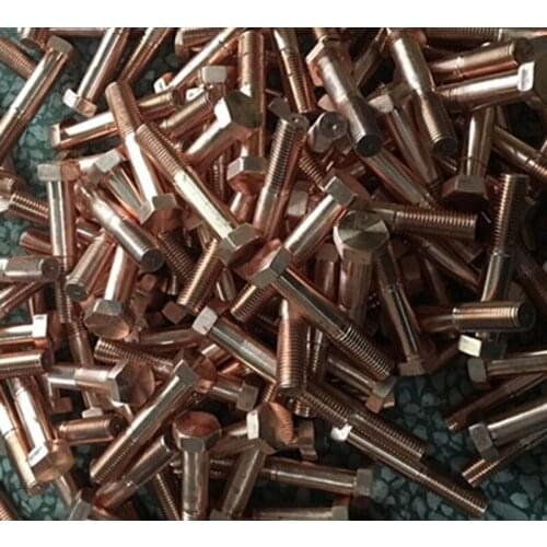 1pcs M16 M20 T2 copper outer hex head screw external hexagon conductive screw bolts mechanical cuprum bolt 50mm-100mm length