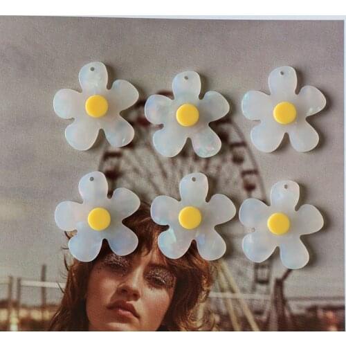 10 PCS 30mm Fashion Acetic Acid Resin Flowers Pendant Earring Connectors Charm DIY Jewelry Findings Wholesale Supply