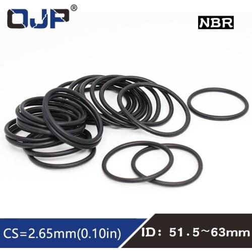 10PCS/lot Rubber Ring NBR Sealing O-Ring 2.65mm Thickness ID51.5/53/54.5/56/58/60/61.5/63mm Nitrile O Ring Seal Gasket Rings