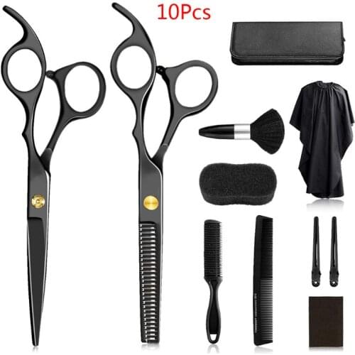 10pcs Hair Scissor 6 Inch Barber Hairdressing Cutting Professional Shear Stainless Steel Thinning Scissor Barbershop Salon Set