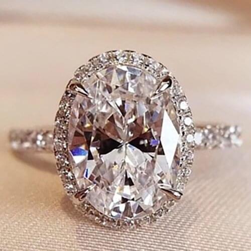 14K Au585 Rose Gold Women Wedding Anniversary Engagement Party Ring 1 2 3 4 5 Carat Oval Moissanite Diamond Ring Trendy Elegant