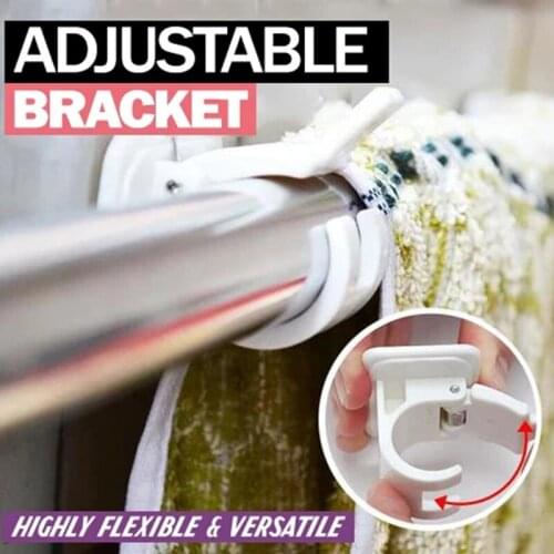2/4/6pcs Nail-free Adjustable Rod Bracket Holders Self-adhesive Wall Mount Curtain Pole Wall Brackets for Home Bathroom can CSV