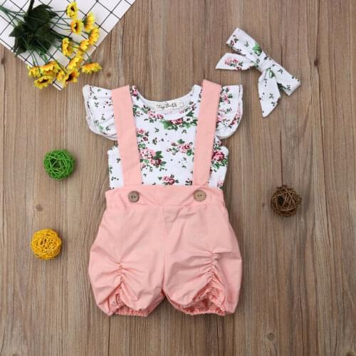 2020 Summer Girl Set Newborn Toddler Baby Girl Clothes Romper Top+Short Pants Outfits Set 0-18 months