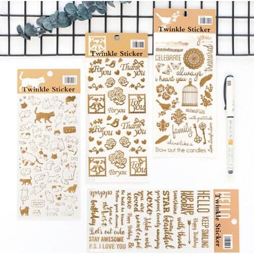 2020 NEW Golden Twinkle Daily Decorative Washi Stickers Scrapbooking Stick Label Diary Stationery Album Stickers