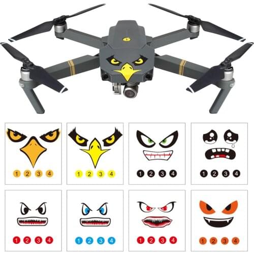 8pcs Sticker Drone Decal for DJI Mavic Pro Accessories for DJI Spark Art Eagle Smile Shark Sticker Decal Eyes Skin