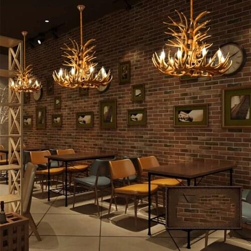 American Antler Chandelier Retro Industrial Restaurant Cafe Art Decoration Chandelier European Vintage Resin Loft Hanging Lamp