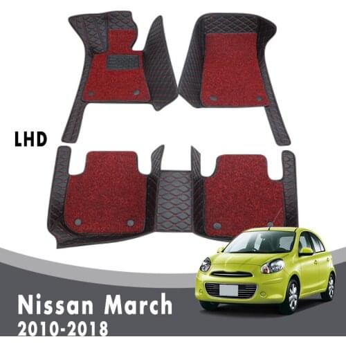 Car Floor Mats For Nissan March 2018 2017 2016 2015 2014 2013 2012 2011 2010 Carpets Double Layer Wire Loop Interior Accessories