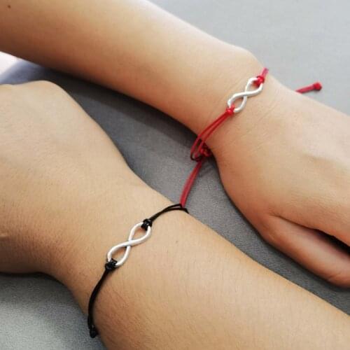 2pcs Simple Figure 8 Infinity Bracelets for Men Women Couples Hand Jewelry Rope Card Paired Trend Bracelet 2021 Party Gift