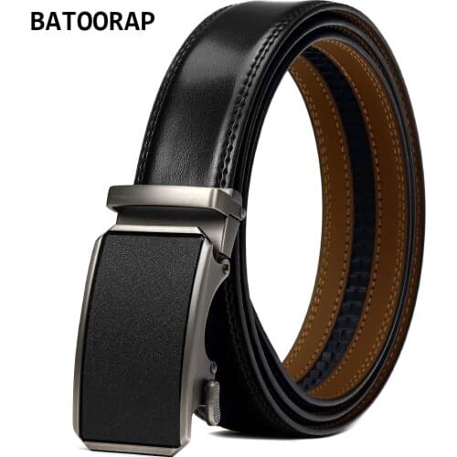 BATOORAP Brand Luxury Leather Belt For Men Fashion Matte Automatic Buckle Black Cow Hide Western Cowboy Jeans Waist Strap WLE056