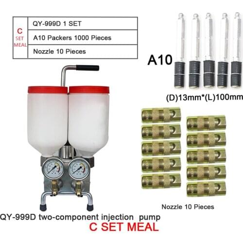 C SET MEAL QY-999D two-component waterproof grouting injection pump with 1000pcs packer and 10 pcs nozzles